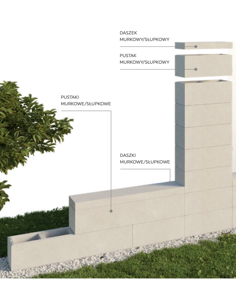 Bloczek betonowy Rezydencja Bruk-Bet Kalcyt biało-stalowy 50x19x19 cm
