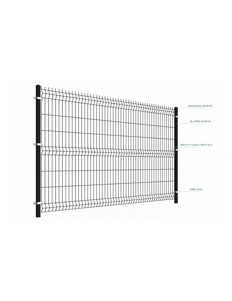 Ogrodzenie panelowe 3D, komplet 50mb, 103x250cm, słup 230cm