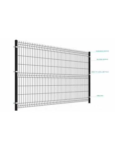 Ogrodzenie panelowe 3D, komplet 50mb, 173x250cm, słup 260cm